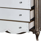 Champagne Accent Chest with Mirrored Drawers - Pearl Silver