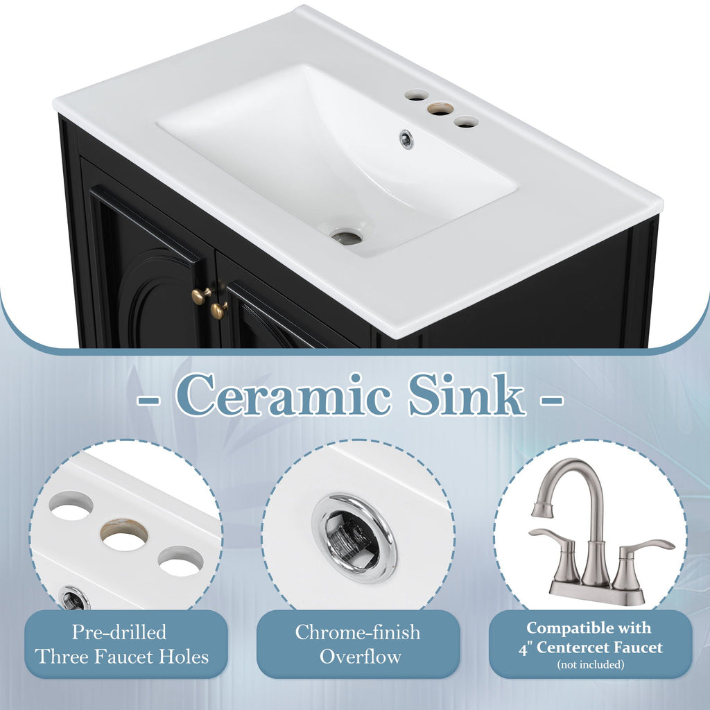 Double Sink Bathroom Vanity Set with Wall Mount Mirror Cabinet