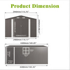 Outdoor Storage Shed with Lockable Doors - Dark Gray