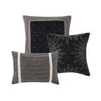 7 Piece Faux Suede Comforter Set - Black - King