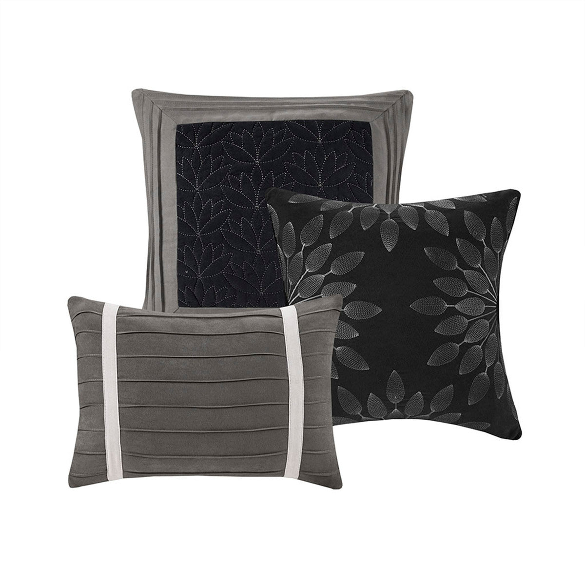 7 Piece Faux Suede Comforter Set - Black - King
