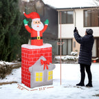 7FT Christmas Inflatable Santa in Chimney with LED Lights - Multi