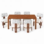 7-Piece Dining Table Set for 6 with Rubber Wood Table - Beige, Dark Brown, Light Gray, Walnut