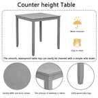 Wooden 5 Piece Dining Table Set with Square Counter Height Table - Gray or Dark Brown