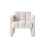 Boucle Upholstered Accent Chair with Solid Wood Frame - Beige, Dark Gray, Orange