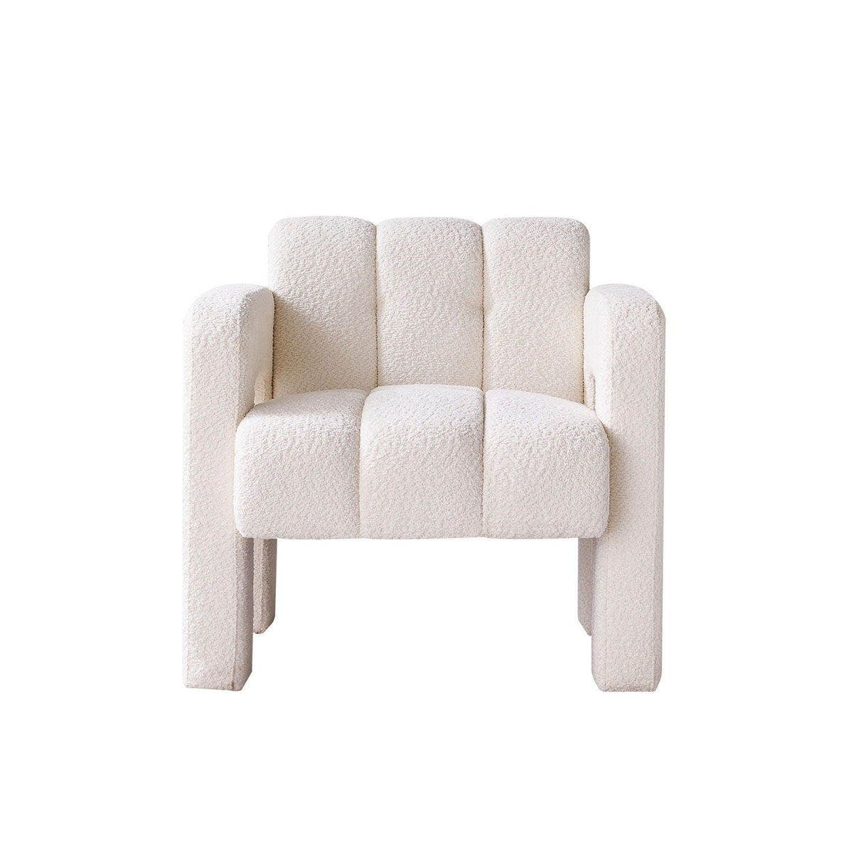 Boucle Upholstered Accent Chair with Solid Wood Frame - Beige, Dark Gray, Orange