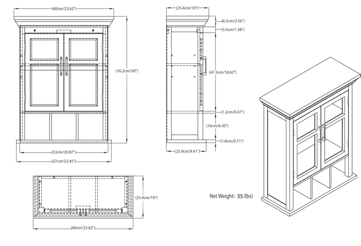 Avington 2 Door Wall Cabinet with Cubbies - Pure White