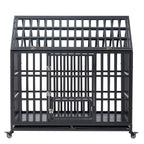 Heavy Duty Dog Crate with Lockable Wheels - Black