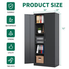 Heavy Metal Garage Storage Cabinet with Locking Doors - Black or White