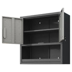 Metal Wall Mounted Tool Storage Cabinet with Locking Door - Gray