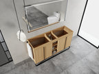 60-Inch Freestanding Bathroom Cabinet with Soft Close Doors & Open Storage - Oak