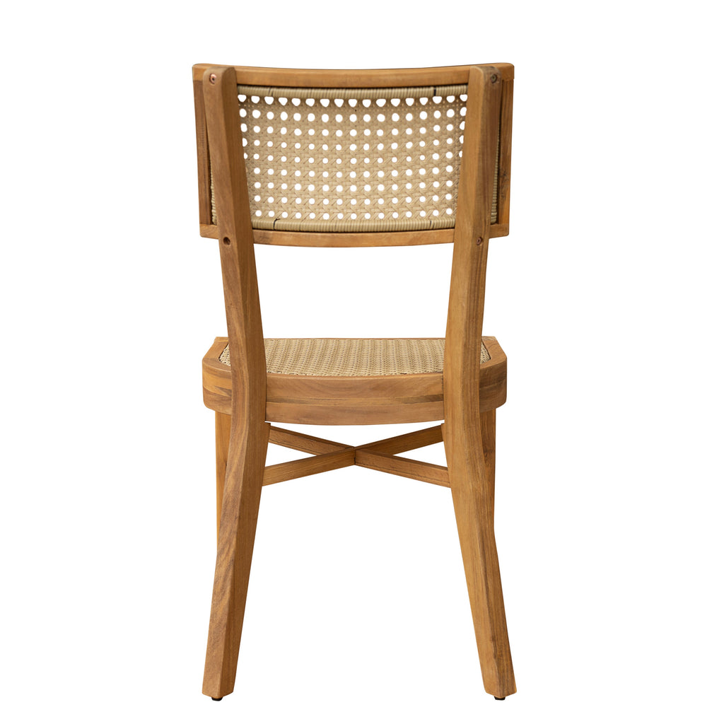 Netro Acacia Wood Dining Chair with Light Brown Wicker