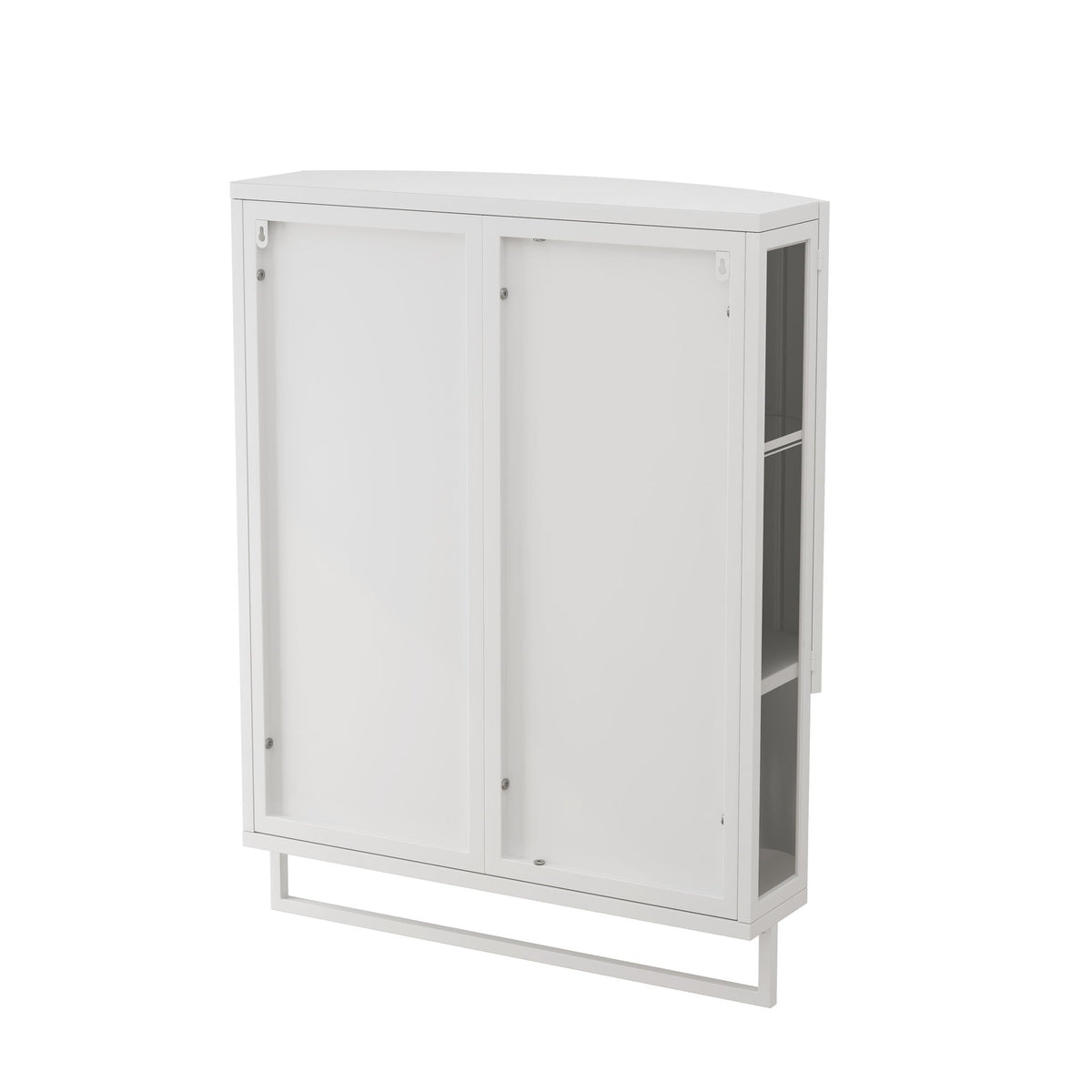 Arched Glass Double Door Wardrobe with Shatterproof Mirror - Black or White
