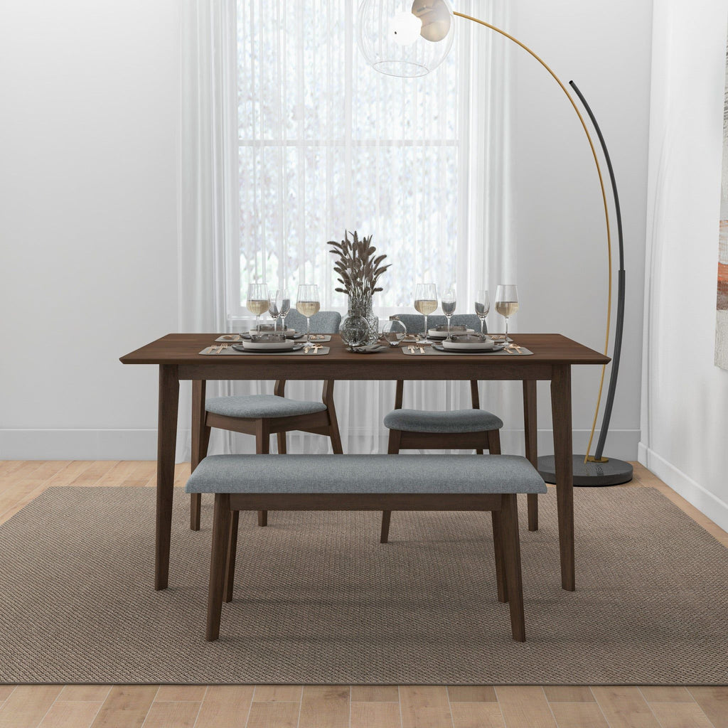 Carlos Upholstered Bench with High Density Foam Cushion - Gray