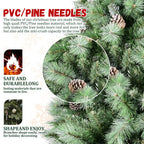8 Ft Full-Bodied Pre-Decorated Pinecone Christmas Tree with Pine Cones - Green