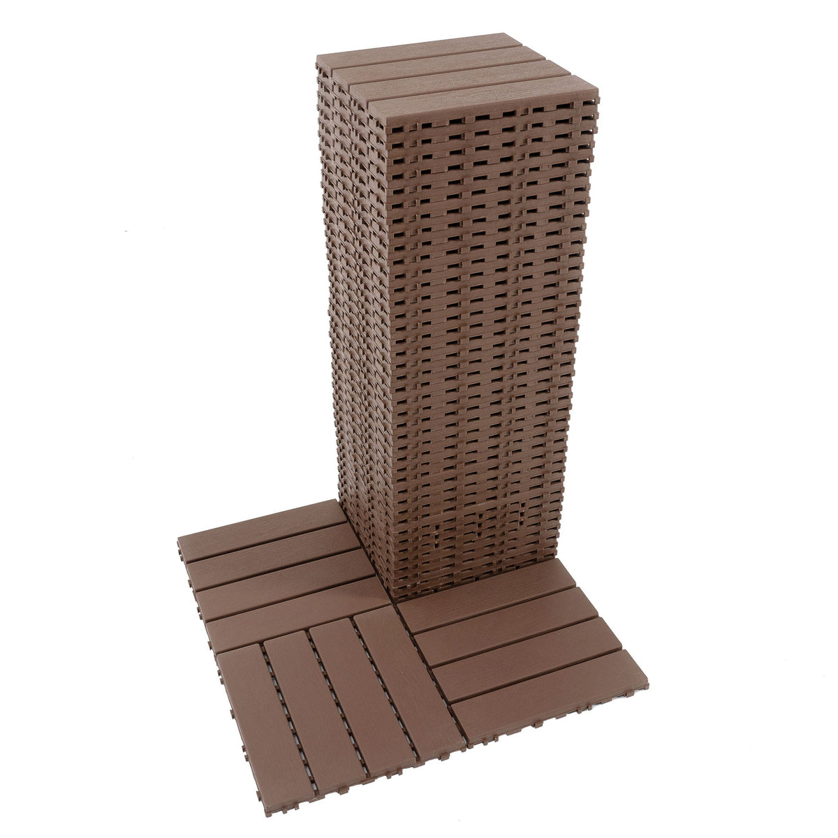 Interlocking Deck Tiles 44 Pack with Easy Click Installation - Dark Brown or Dark Gray