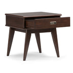 Handcrafted Mid Century End Table with Drawer – White, Dark Brown, or Light Brown