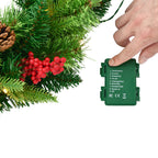 24-Inch Pre-Lit Artificial Christmas Wreath with Timer - Warm White LEDs