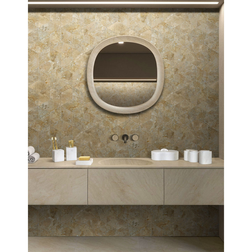 Elegant Marble Bathroom Accessories Set with Natural Veining - Light Brown or White