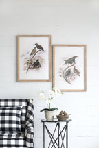 Bird Framed Print Set with Light Wood Frame - Multicolor