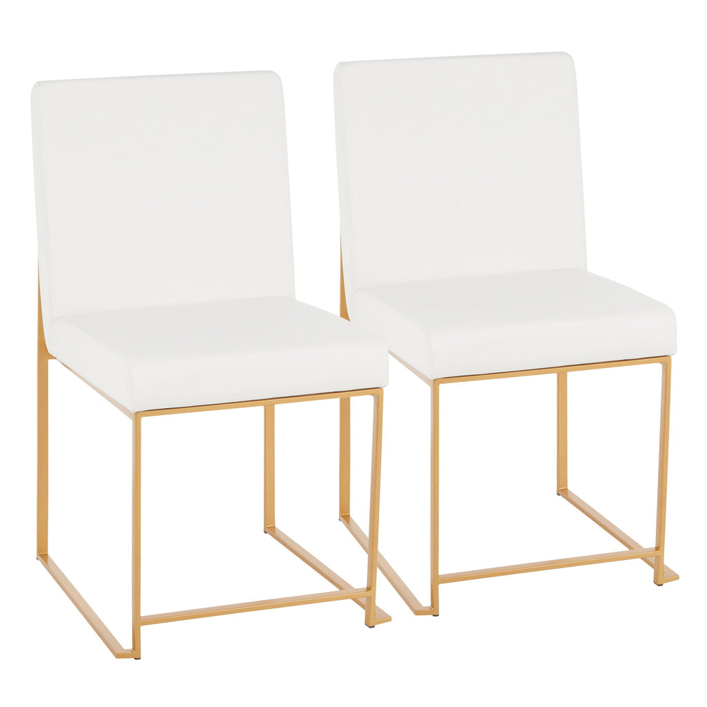 Contemporary High Back Dining Chair Set with Upholstered Seat - Multiple Colors
