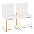 Contemporary High Back Dining Chair Set with Upholstered Seat - Multiple Colors