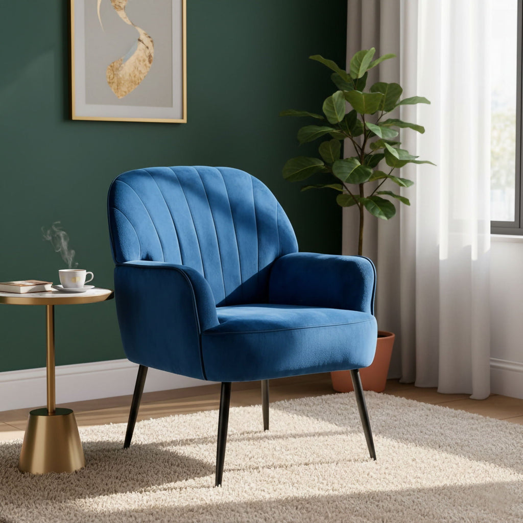 Upholstered Accent Armchair with Shell-Shaped Design - Multiple Colors