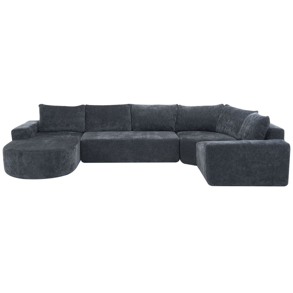 Modular Cloud Sectional Sofa Set with Deep Seating - Choose Beige, Dark Gray, or Dark Brown