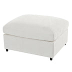 Chenille 4-Piece Sofa Set with Accent Chairs and Movable Ottoman - Grey
