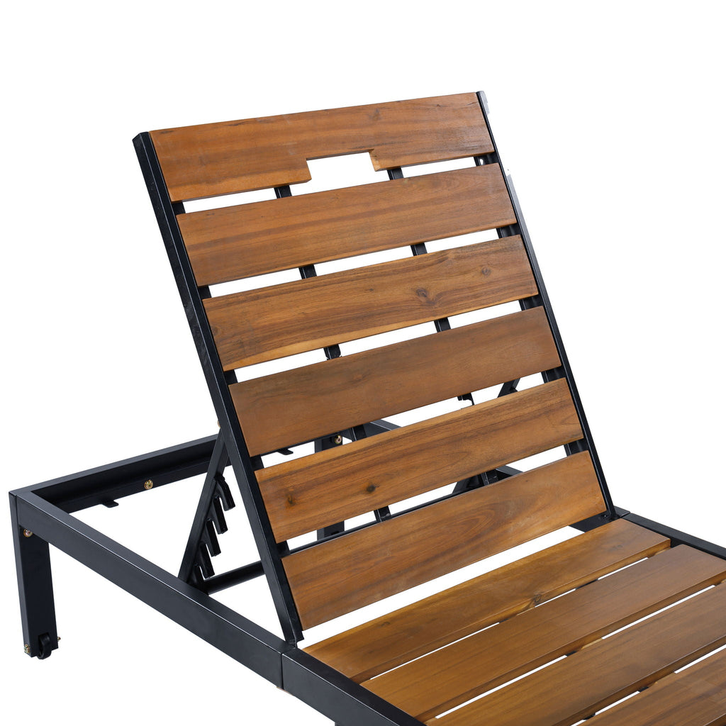 Outdoor Chaise with Adjustable Backrest - Light Brown or Dark Brown