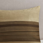 7 Piece Faux Suede Queen Comforter Set with Embroidered Pillows - Natural