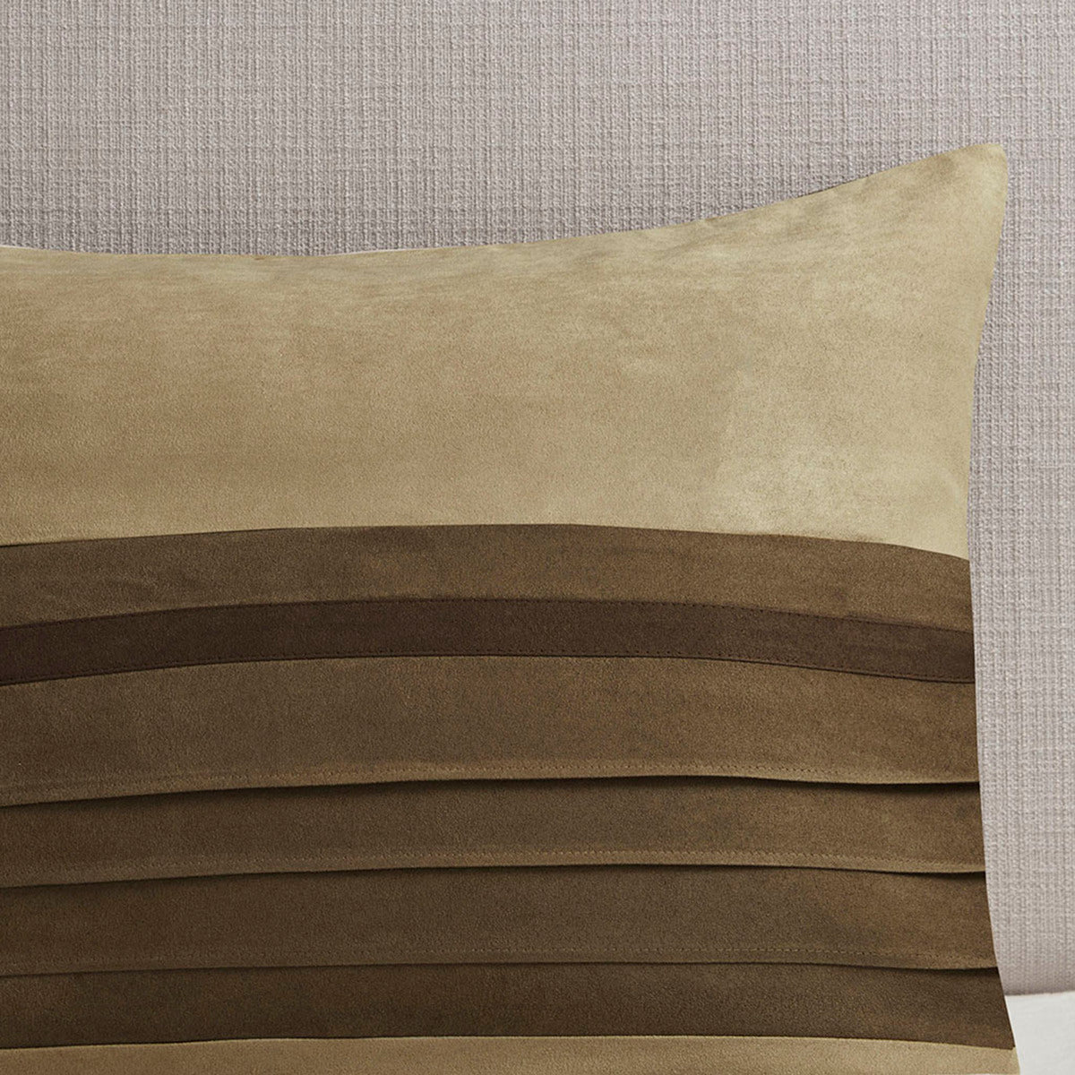 7 Piece Faux Suede Queen Comforter Set with Embroidered Pillows - Natural