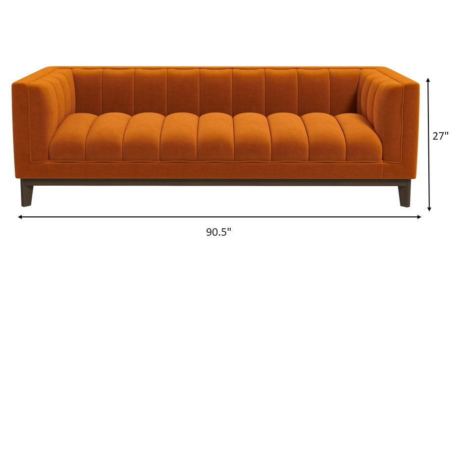 Mid Century Modern Sofa with Pet-Friendly Upholstery - White, Green, Orange