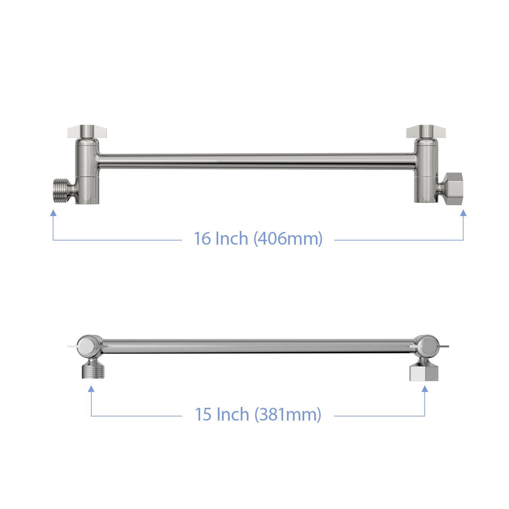 Stainless Steel Shower Arm Extension with 360° Rotation - Black or Pearl Silver