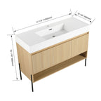 Modern Bathroom Vanity Combo with Single Resin Sink and Storage Cabinet - Light Brown