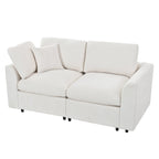 Chenille 4-Piece Sofa Set with Accent Chairs and Movable Ottoman - Grey