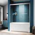 Double Sliding Tub Shower Door with Aluminium Alloy Frame - 56-60"W x 60"H