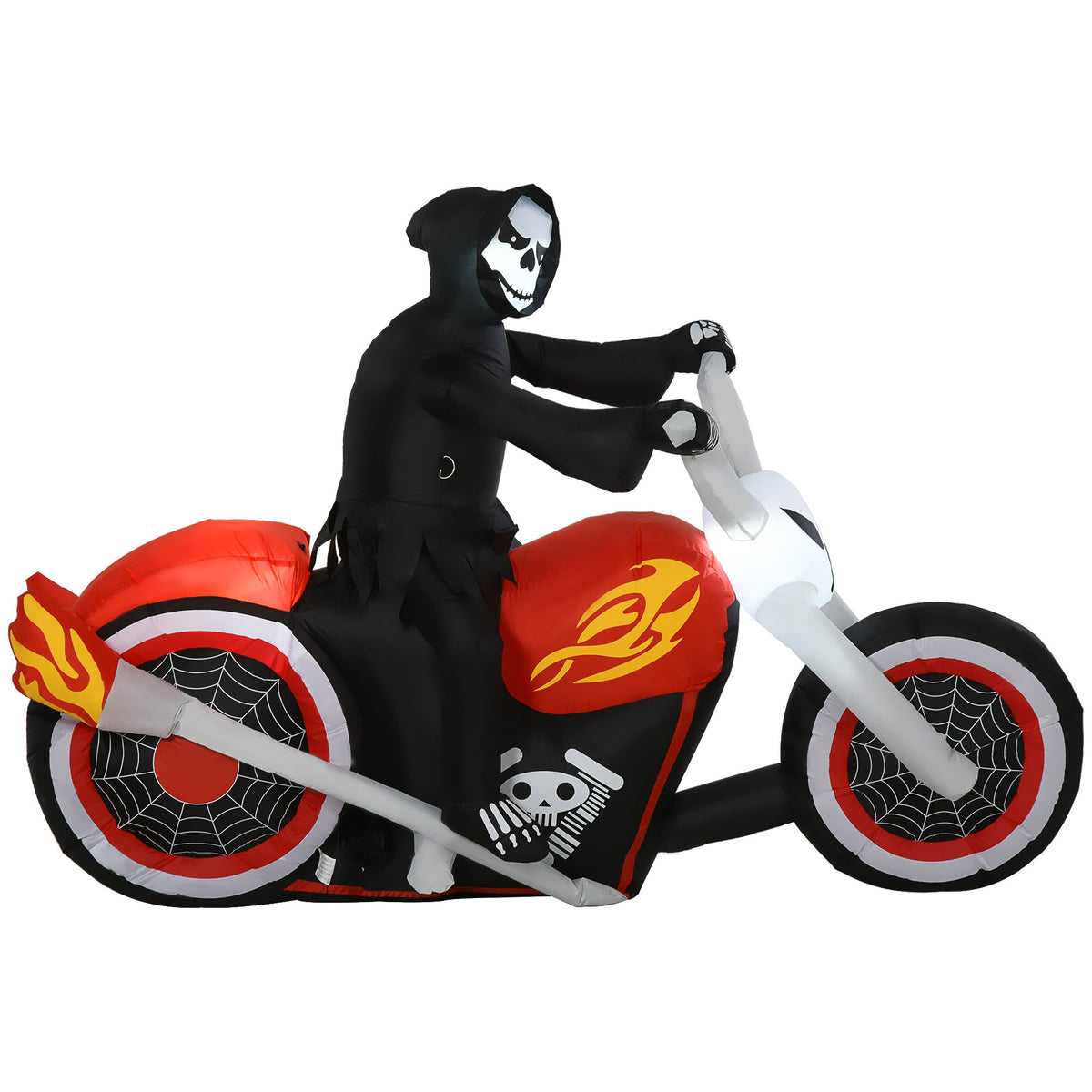 6' Halloween Inflatable Grim Ghost Biker with LED Lights - White