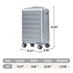 20 Inch ABS Hard Shell Luggage with Spinner Wheels - Silver