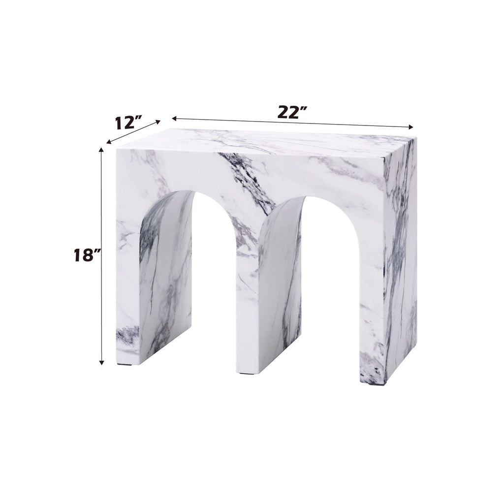 Fritzy Engineered Stone Console Table with Waterproof Faux Marble Surface - Gray or White