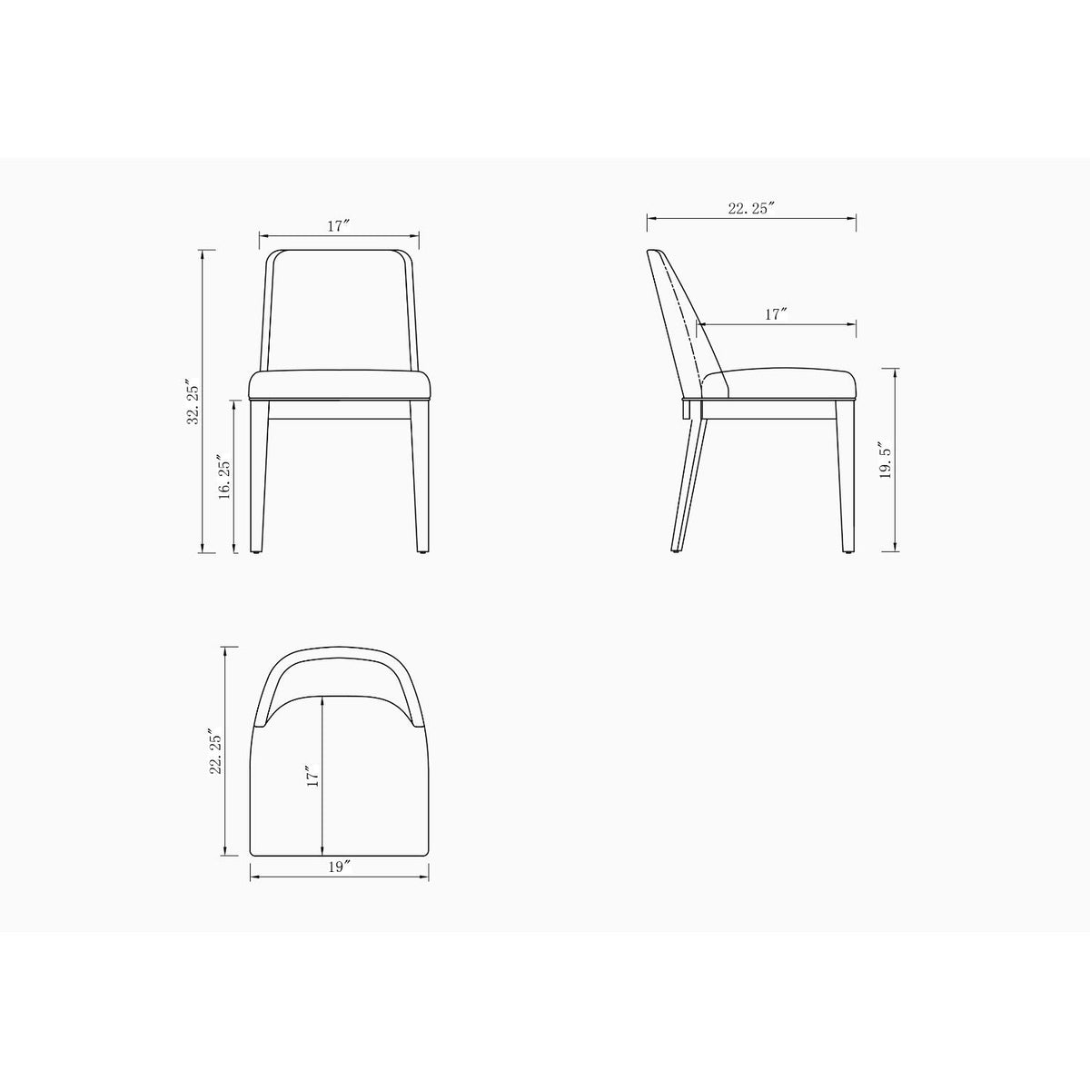 Upholstered Dining Chair Set with Solid Beech Frame - Dark Gray or Gray