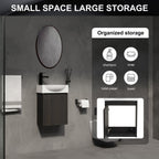 Modern Bathroom Vanity with Ceramic Basin and Storage Cabinet - Light Brown, Black, or White