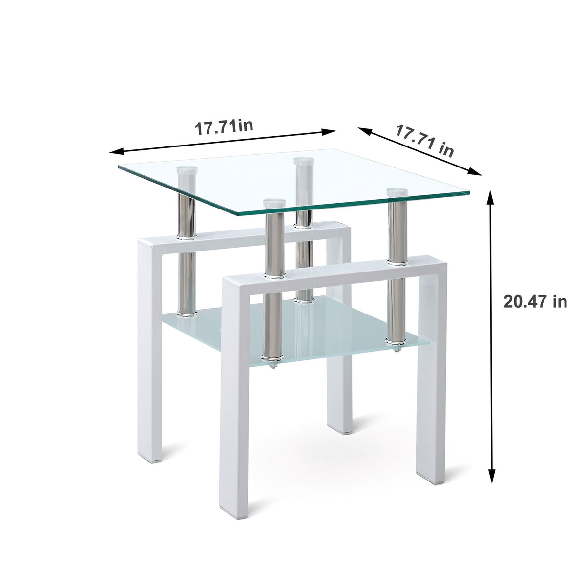Tempered Glass Coffee Table with Storage - Black or White