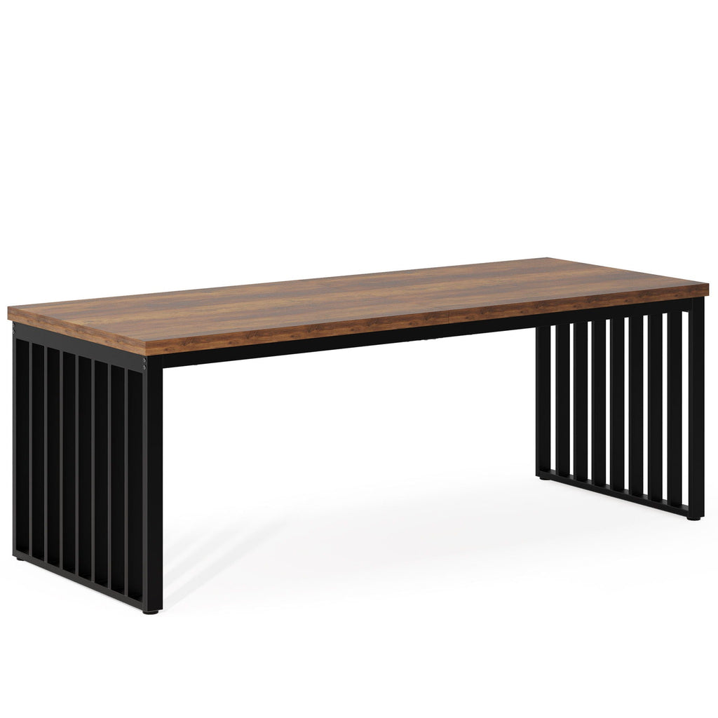 Double Computer Desk for 2 Person with Extra Long Workstation - Dark Gray or Light Brown
