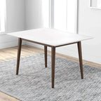Rectangular Modern Dining Table with Solid Wood Construction – Dark Brown or White
