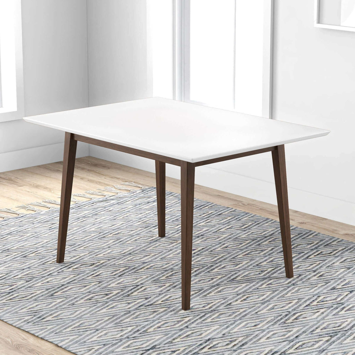 Rectangular Modern Dining Table with Solid Wood Construction – Dark Brown or White