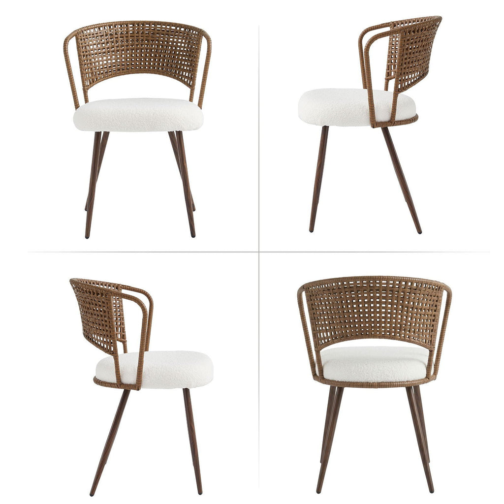 Farmhouse Style Wicker Dining Chair with Wing-Back Design - Light or Dark Brown