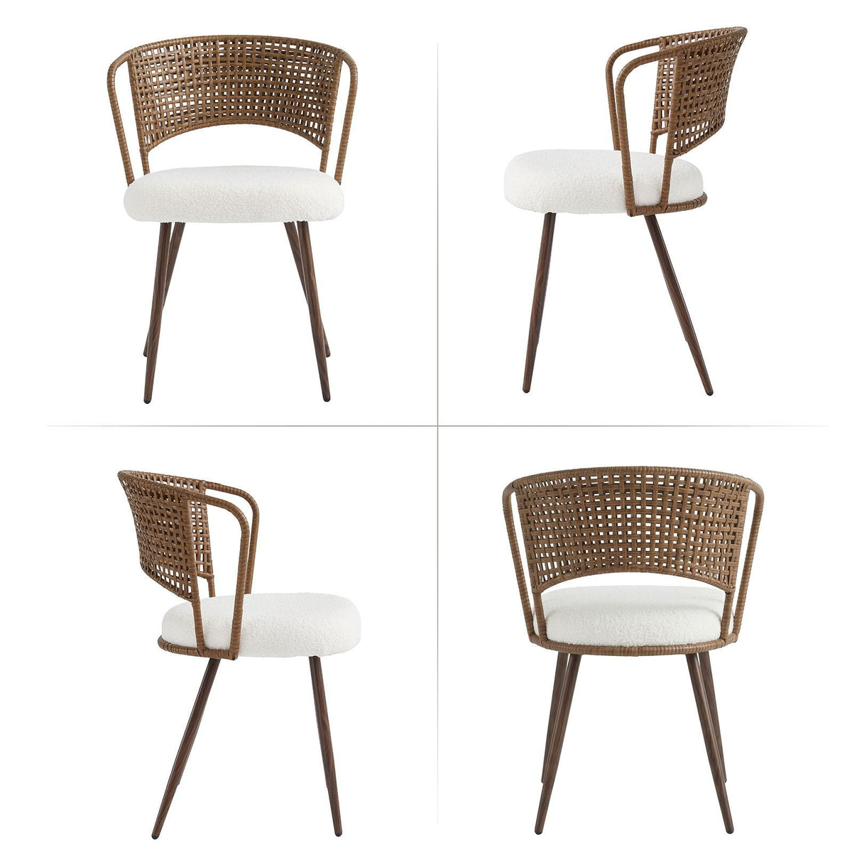 Farmhouse Style Wicker Dining Chair with Wing-Back Design - Light or Dark Brown