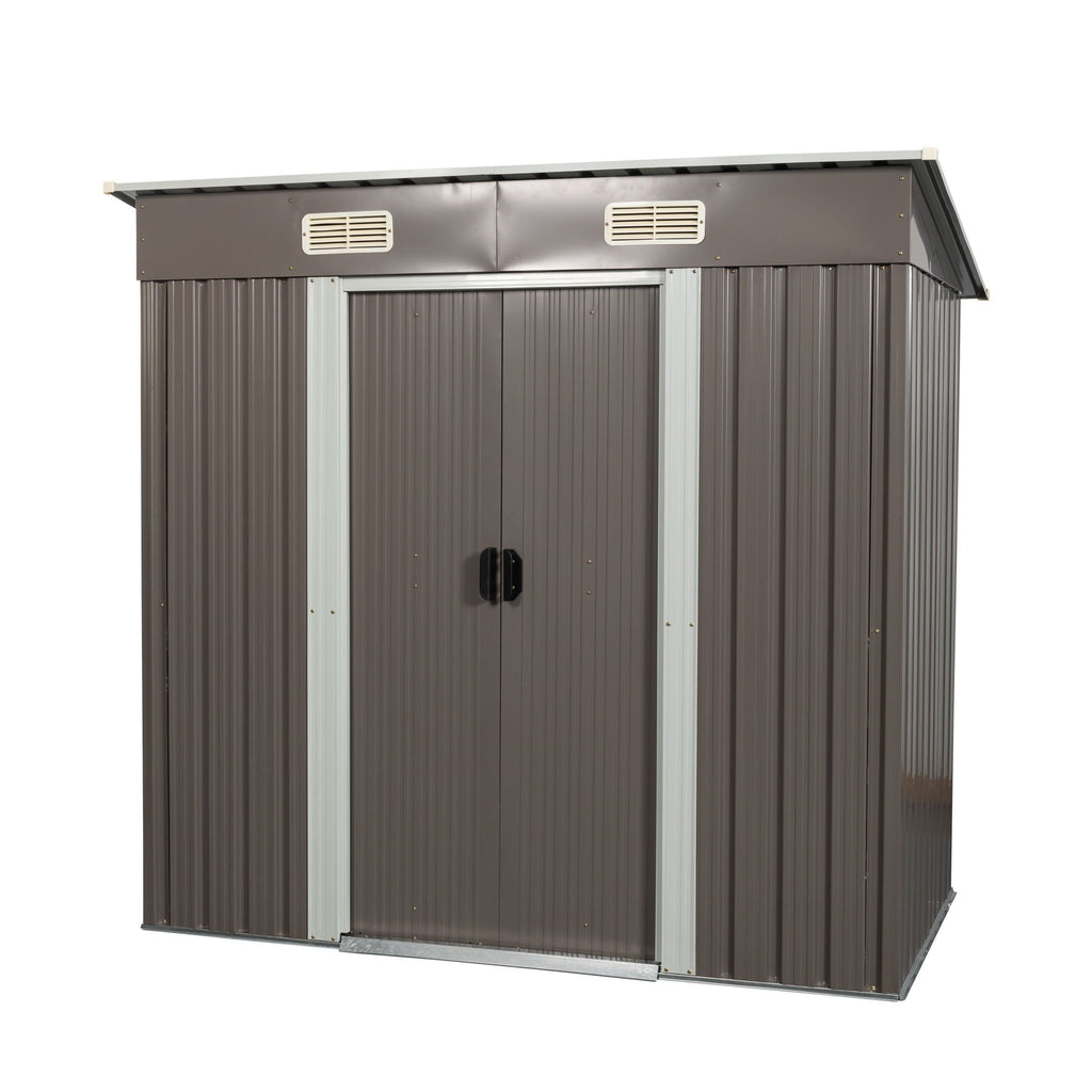 Outdoor Storage Shed with Galvanized Steel Construction - Gray or White