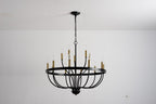 18-Light Industrial Iron Candle Chandelier with Adjustable Height - Gold & Black